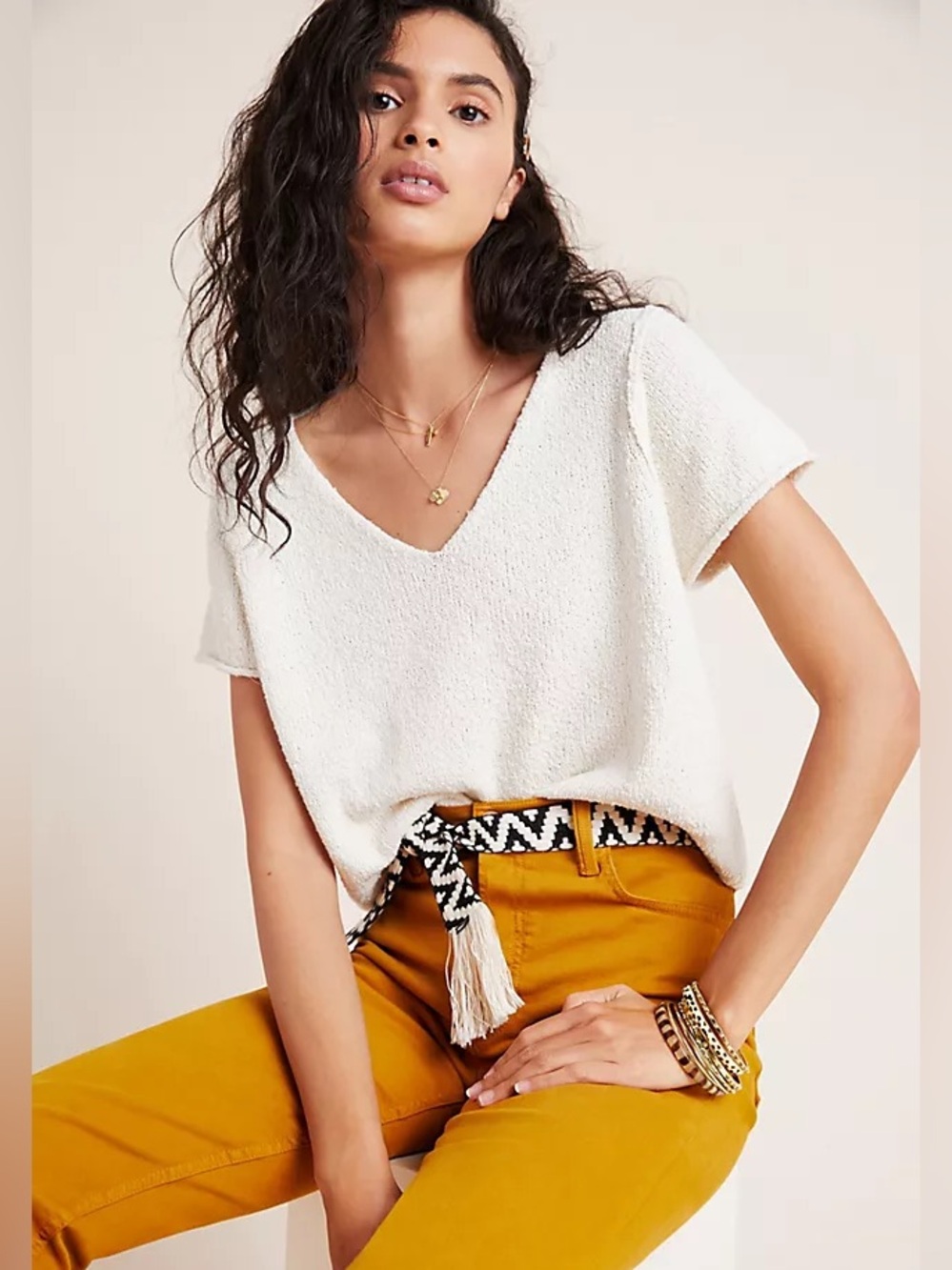Anthropologie Valentina Textured Sweater Knit Tee